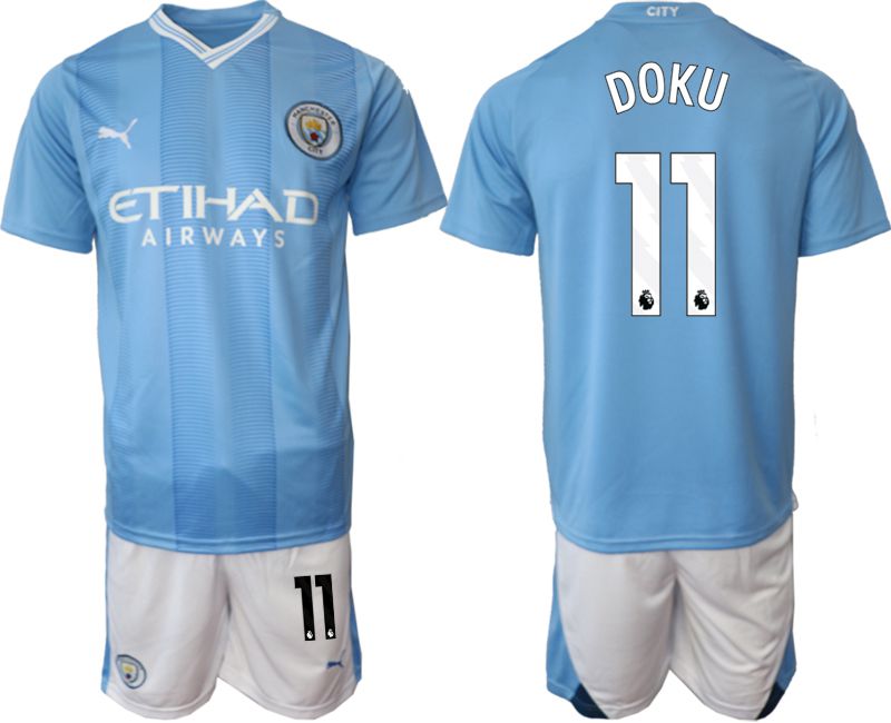 Men 2023-2024 Club Manchester City home Light blue #11 Soccer Jersey
